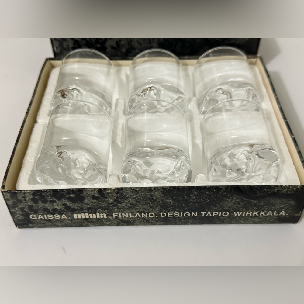 Iittala ‘Gaissa’ Icebark Liqueur / Shot Glasses Vintage In Box